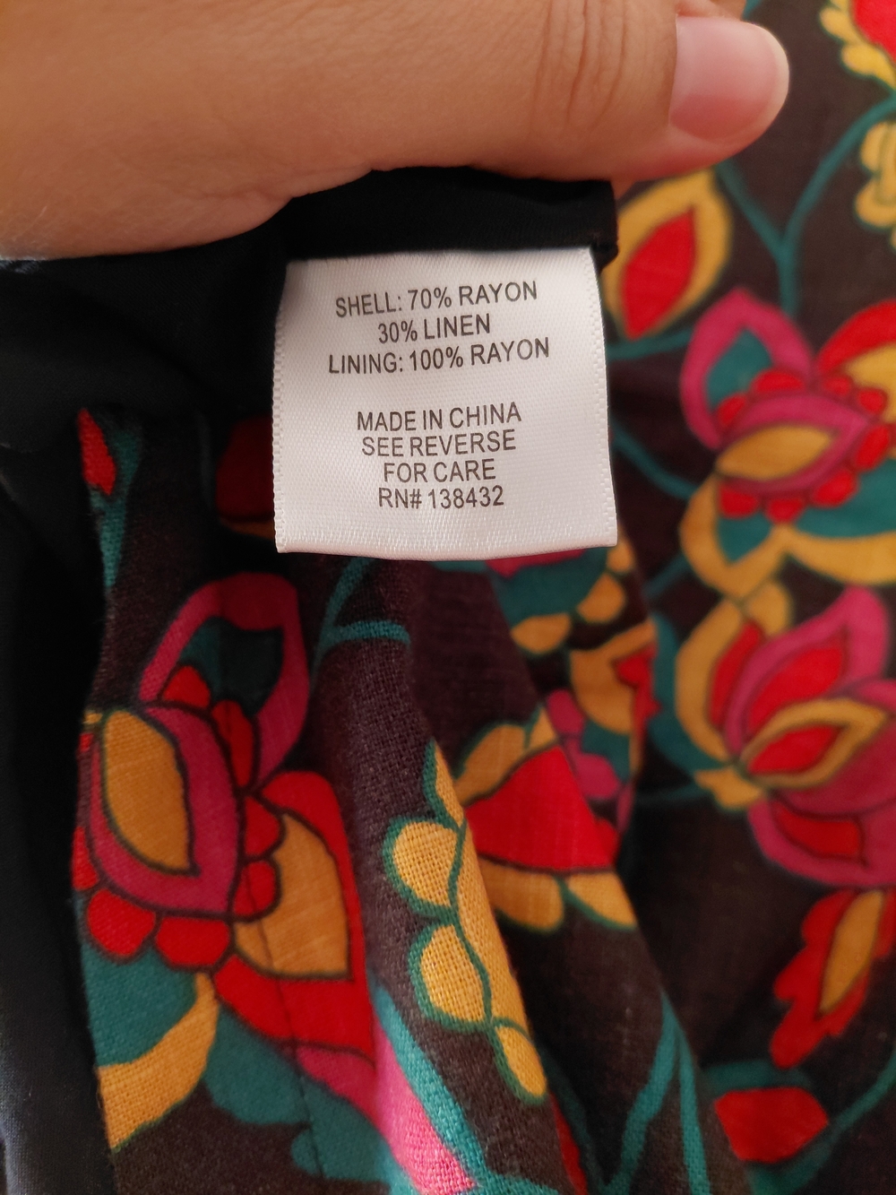 MODCLOTH Floral Linen Blend Skirt Black Pink Red Yellow - Picture 7 of 9